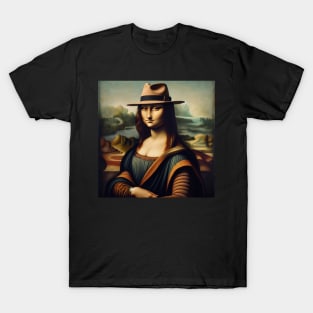 Mona Lisa's Hat Charm: Stylish National Hat Day T-Shirt